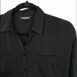 Silky black button-down